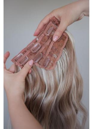 Русий та блонд меліроване хвилясте волосся на заколках3 фото