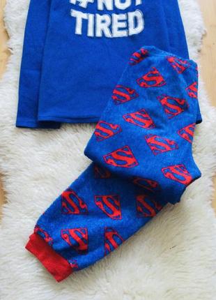 11-12 лет 152 рост disney флисовая пижама superman: теплая, мягкая, на манжетах ярко-синяя. ст2 фото