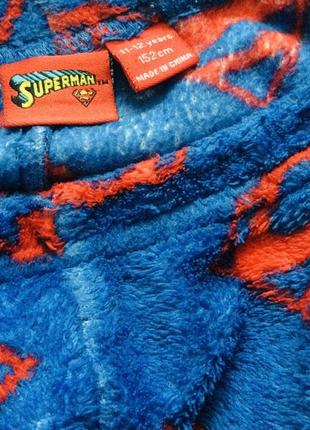 11-12 лет 152 рост disney флисовая пижама superman: теплая, мягкая, на манжетах ярко-синяя. ст4 фото