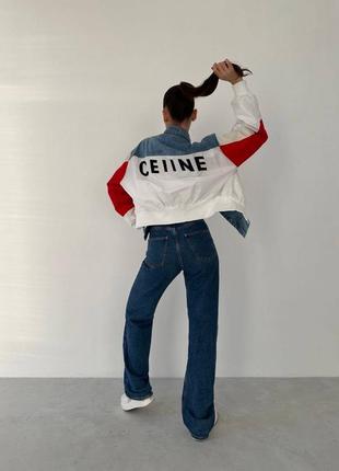 Крутий жіночий ретро бомбер celine джинсова куртка ефектна оверсайз1 фото
