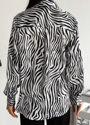 Женская шелковая рубашка с принтом зебры премиум качество2 фото