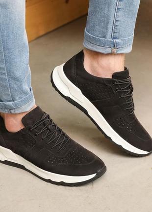 Кроссовки мужские кожаные черные