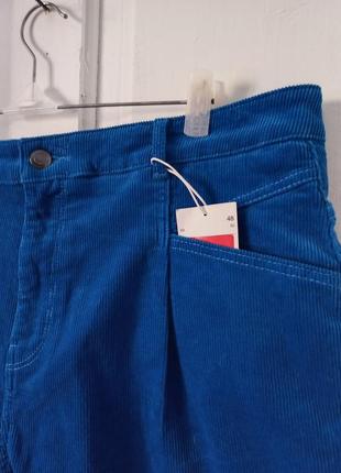 Розпродаж стрейчеві вельветові джинси волошкового кольору8 фото