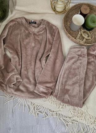Тёплая пижама для женщин, женская зимняя махровая для зимы, утеплённая велюровая, из махры,4 фото