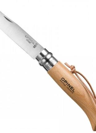 Туристический нож с темляком opinel (опинель) inox №8 vri бук (001321) нержавеющая сталь