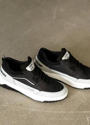 Кроссовки мужские кожаные черные серые