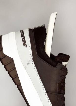 Кроссовки мужские кожаные черные серые