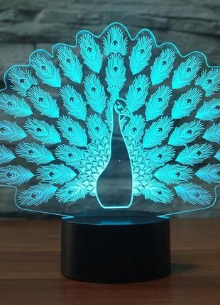 3d светильники ночники павлин детские настольные лампы, новогодние подарки