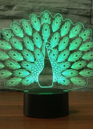 3d светильники ночники павлин детские настольные лампы, новогодние подарки