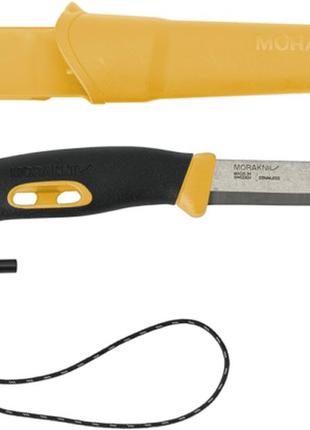 Туристический нож с кресалом morakniv "companion spark" yellow (13573) нержавеющая сталь
