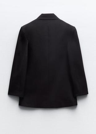 Базовый двубортный пиджак жакет блейзер черный zara зара4 фото
