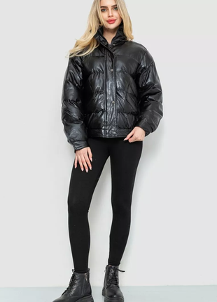 Куртка жіноча демісезонна екошкіра, колір чорний, 243r205