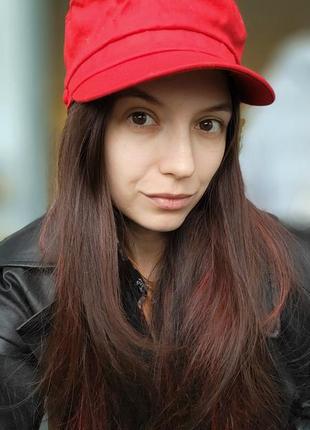 Шляпа кепка красная хлопковая2 фото