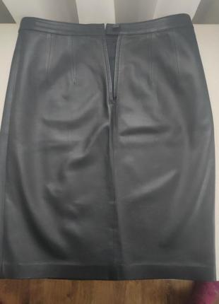 Шикарная кожаная классическая юбка - карандаш3 фото