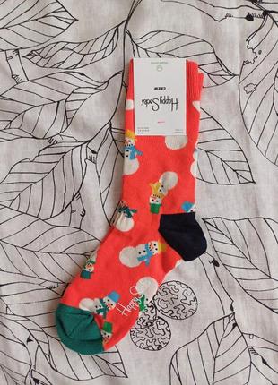 Яркие носки снеговики happy socks