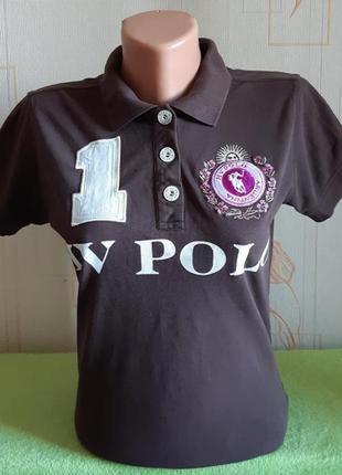 Крута коричнева футболка поло hv polo, 💯 оригінал, блискавичне надсилання