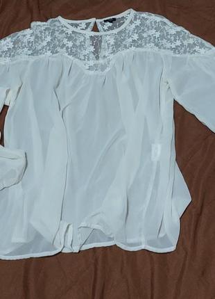 Стильная блуза из полупрозрачной ткани, с длинными рукавами и вышивкой ovs3 фото