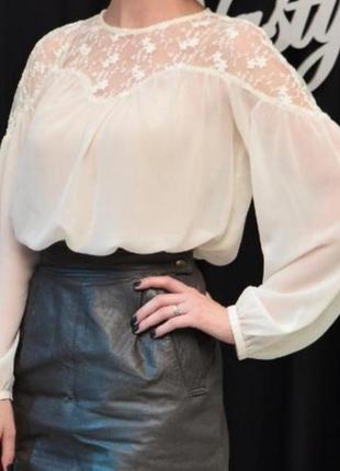 Стильная блуза из полупрозрачной ткани, с длинными рукавами и вышивкой ovs1 фото