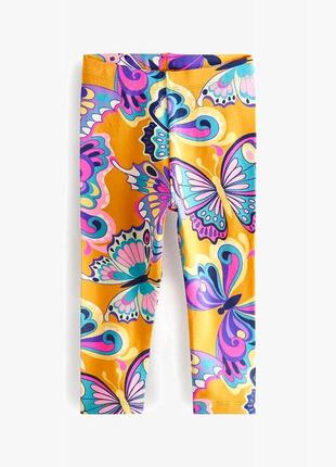 Летний яркий костюм для девочки в бабочки, футболка с лосинами8 фото