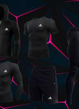 Компрессионная одежда 5 в 1 adidas комплект для тренировок черный