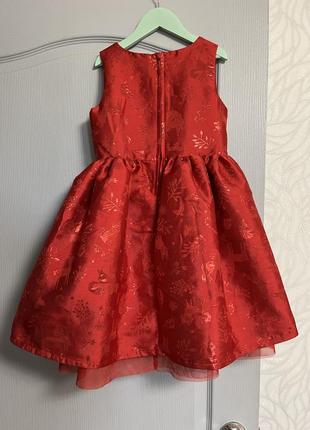 Пышное красное платье h&amp;m 6-7 лет3 фото