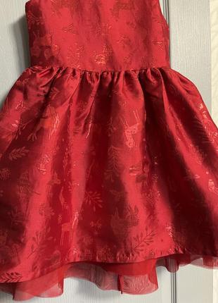 Пышное красное платье h&amp;m 6-7 лет4 фото