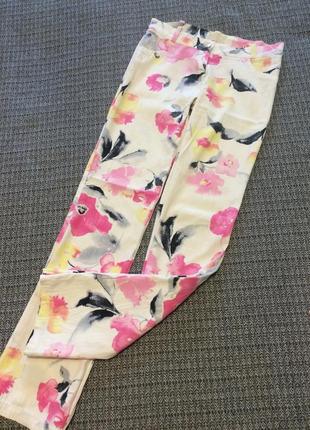 Штаны штанишки брючки летние лёгенькие цветочный принт коттон2 фото