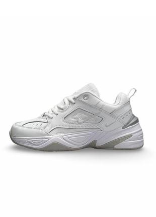 Женские кроссовки nike m2k tekno prm all white grey1 фото