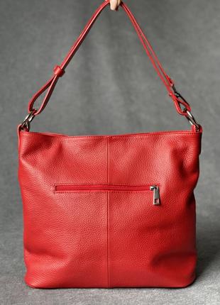 Кожаная красная сумка на плечо, италия4 фото