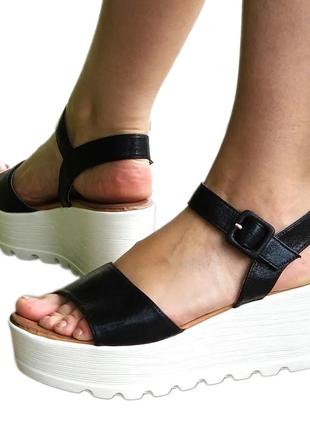 Женские черные сандалии босоножки на танкетке платформе 36 37 38 39 406 фото