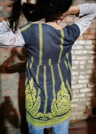 Накидка кардиган безрукавка летняя yumi с кружевом в принт в этно бохо стиле5 фото