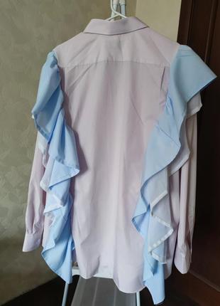 Апсайкл рубашка валаны розово голубая2 фото
