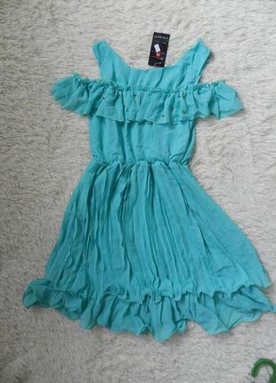 Літнє плаття з воланом шифон сітка з намистинами (дефект)