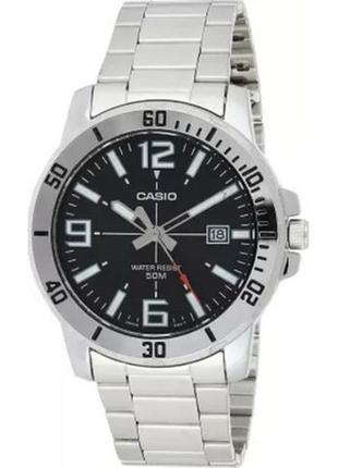 Мужские часы casio mtp-vd01d-1b, черные с серебрянным