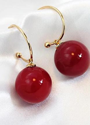 Серьги подвески насыщеные красные