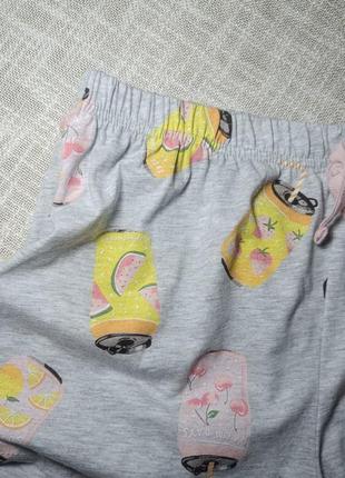 Серая короткая пижама fruit soda. прикольная пижама. набор футболка и шорты8 фото
