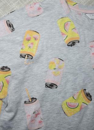 Серая короткая пижама fruit soda. прикольная пижама. набор футболка и шорты4 фото