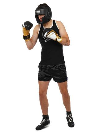 Рукавиці боксерські шкіряні на липучці zelart contender 2.0 (10,12,14 oz) vl-8202 чорний-золотий6 фото