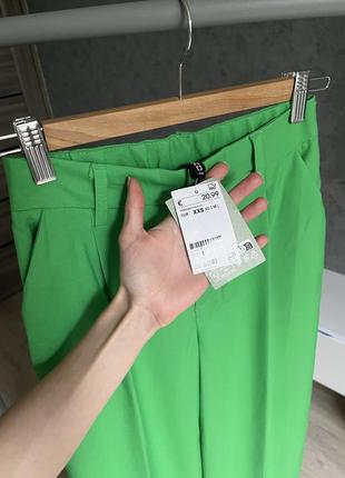 Брюки длинные брюки широкие зеленые салатные h&amp;m2 фото