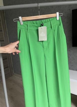 Брюки длинные брюки широкие зеленые салатные h&amp;m3 фото