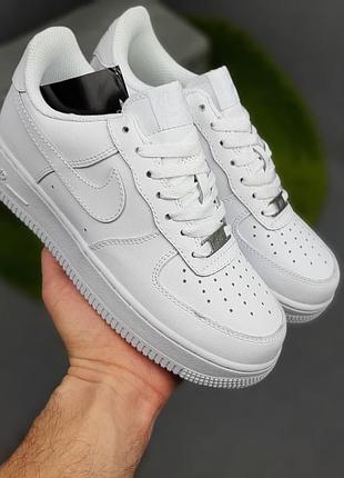 Nike air force 1 белые кеды кроссовки женские кожаные топ качество найк форс демисезон низкие демисезонные весенние кожа