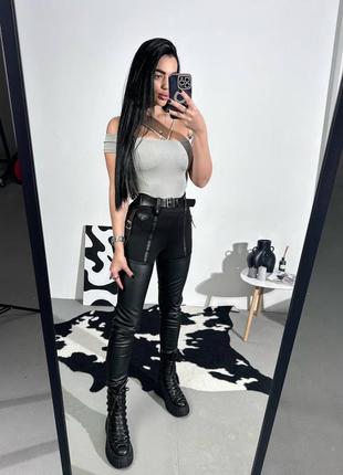 Брюки ботфорды лосины черные с высокой посадкой черненные лосины чулки