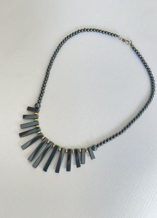 Изысканное колье ожерелье графит