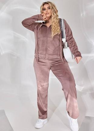 Велюровый костюм с прямыми брюками 46-60 размеров. 3304139
