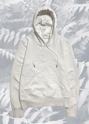 Идеальное состояние белое винтажное худи nike с большим лого