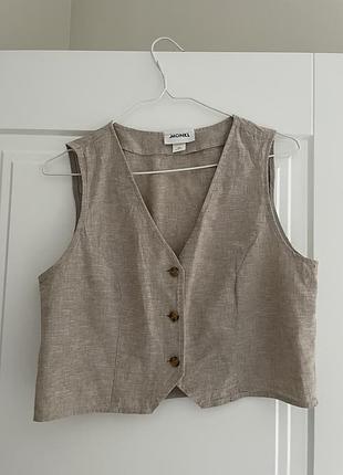 Трендова лляна жилетка waistcoat monki2 фото
