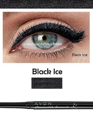 Мерцающий карандаш для глаз avon, black ice, черная поля1 фото