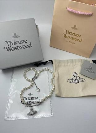 Новое в коробке ожерелье vivienne westwood silver lucrece pearl pin6 фото