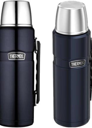 Термос 1.2 литра с ручкой для напитков thermos "stainless king" blue (170020) нержавеющая сталь