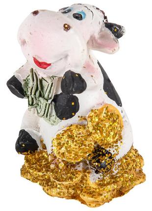 Сувенир статуэтка корова с деньгами 4см